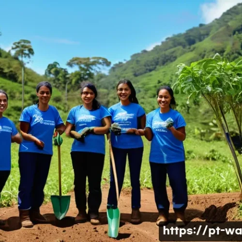 Home 32 탄소 격리 식재 프로젝트의 여성 참여 증진 방안 - A diverse group of Brazilian women actively participating in a community tree planting project for c...